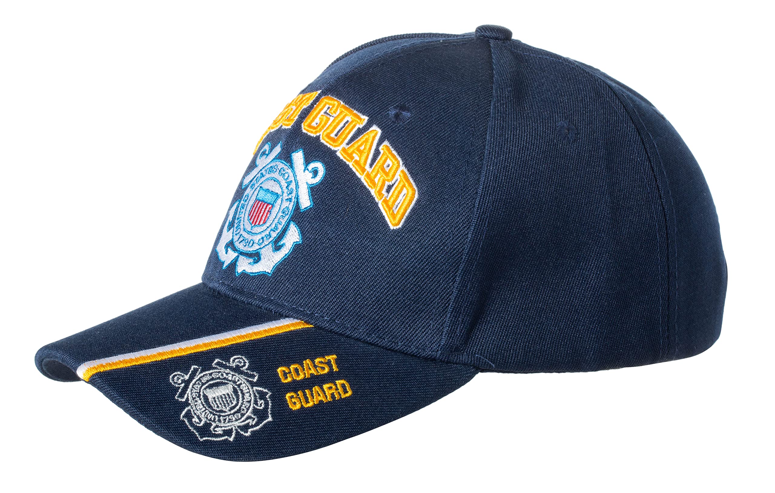 United States Coast Guard Emblem Blue Embroidered Adjustable Baseball Cap (Blue Emblem)