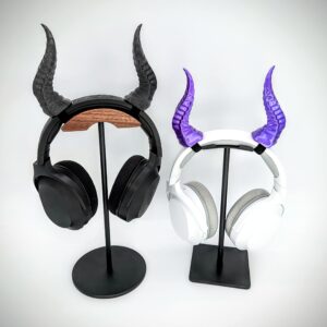 BeamTeam3D Spiky Devil Horns for Headphones - Demon Headphone Attachment in Various Colors with Self Fastener - Cosplay Devil Ears for Gamers and Streamers (Set of 2) (Sparkle Black)