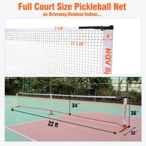 NQV Pickleball Set with Net, Pickleball Set, Regulation Size Pickleball Net Portable Outdoor Indoor Driveway. 4 USAPA Approved Graphite Pickleball Paddles+22ft Net+4 Pickleballs+2 Bags+2 Chalks