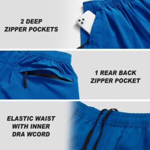 Selovzz Men's Gym Shorts Sports Quick Dry Lightwight Workout Athletic Running or Casual Training Short with Zipper Pockets (Sky Blue, US 2XL)