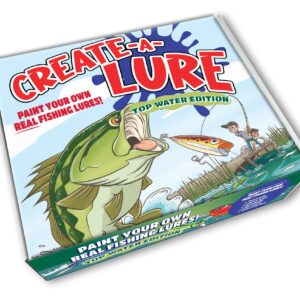 Create-A-Lure Top Water Edition Lure Making Kit, Paint Your Own Fishing Lures, Kids Painting Crafts with 2 Lures, Kid-Safe Washable Paint Colors, Paint Brushes and Hooks