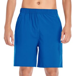 Selovzz Men's Gym Shorts Sports Quick Dry Lightwight Workout Athletic Running or Casual Training Short with Zipper Pockets (Sky Blue, US 2XL)