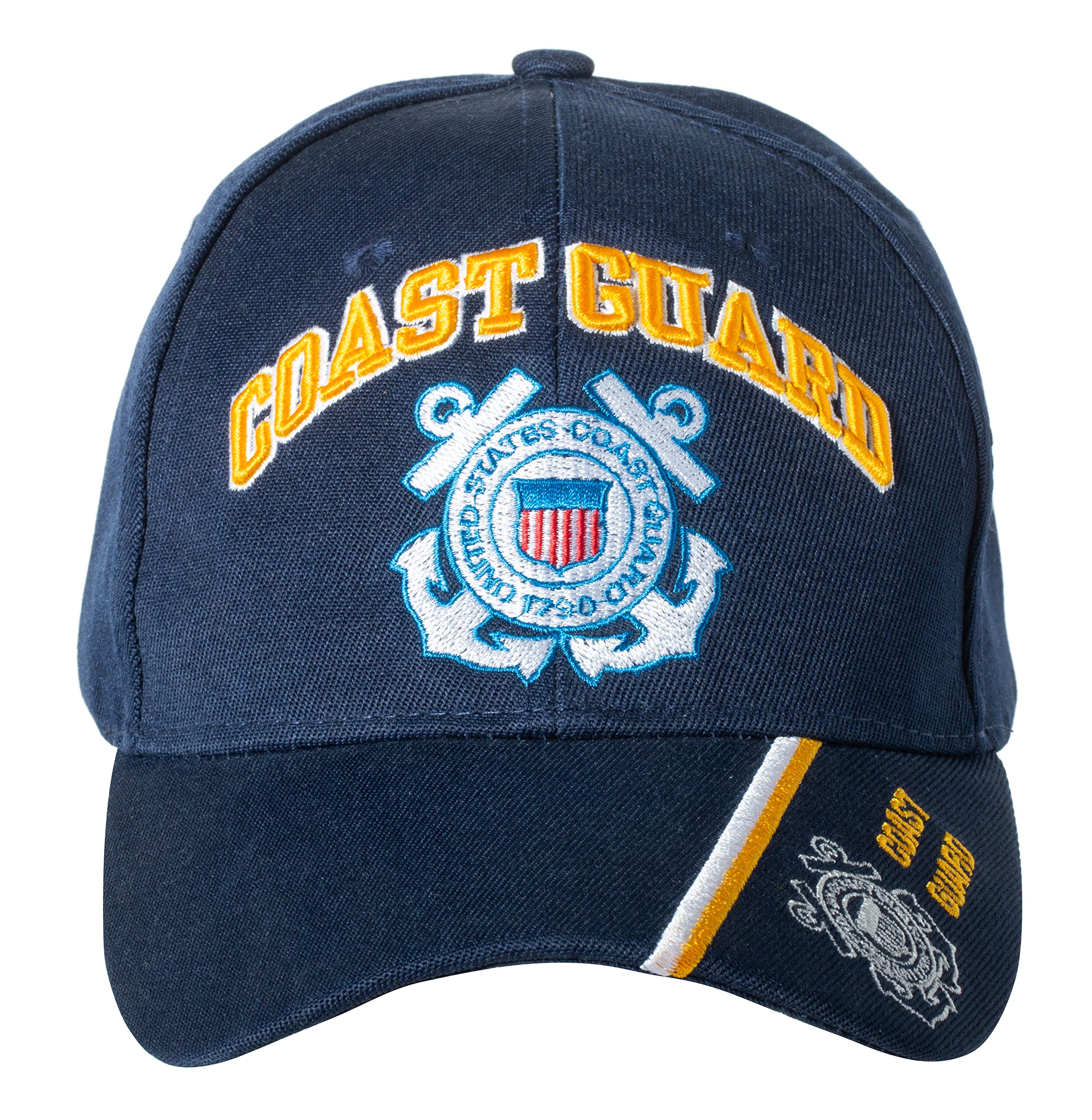 United States Coast Guard Emblem Blue Embroidered Adjustable Baseball Cap (Blue Emblem)