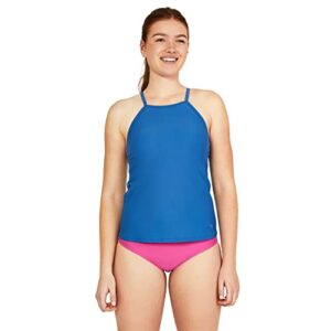 speedo women's standard swimsuit top tankini adjustable high neck, bright cobalt, large