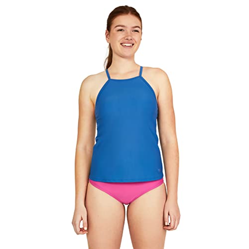 Speedo Women's Standard Swimsuit Top Tankini Adjustable High Neck, Bright Cobalt, Large