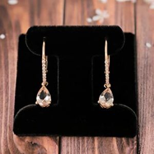 KOKAV 14K Rose Gold Genuine Morganite 1-1/10Ct Teardrop Dangle Earrings with Diamonds.