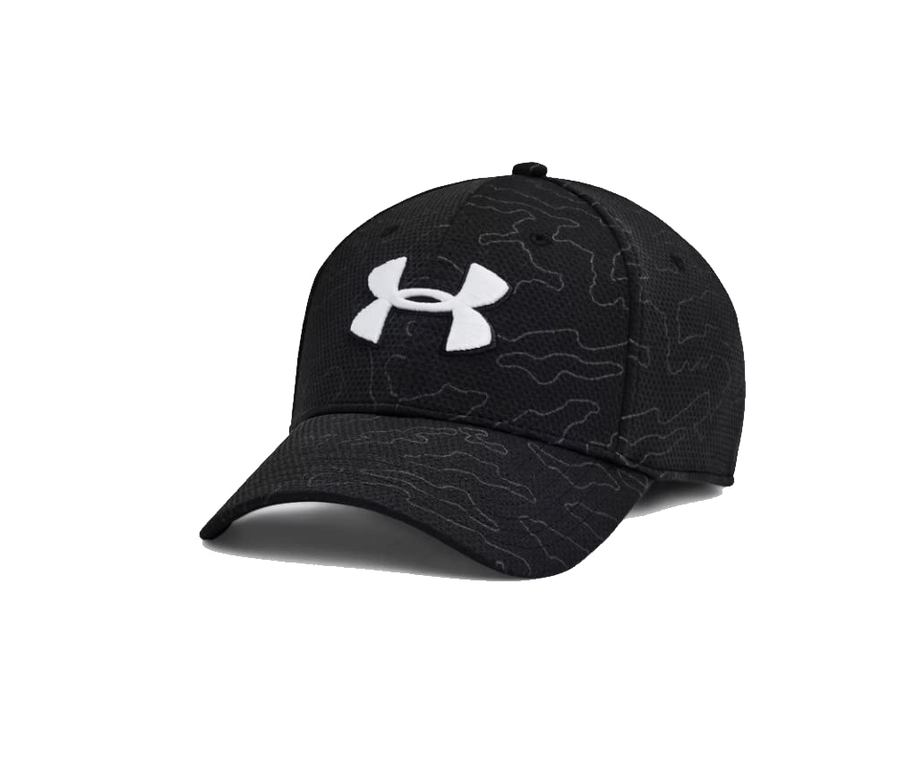 Under Armour Men's UA Printed Blitzing Stretch Fit Cap, Black/White - L/XL