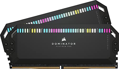 CORSAIR DOMINATOR PLATINUM RGB DDR5 RAM 32GB (2x16GB) 6200MHz CL36 Intel XMP iCUE Compatible Computer Memory - Black (CMT32GX5M2X6200C36)