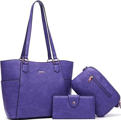 Tote Handbags for Women Purse and Wallet Set Large Shoulder Bags Crossbody Purses Satchel Purple