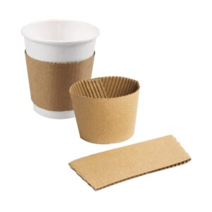 Concession Essentials Paper Coffee Sleeves. Fits 10 oz. - 20 oz. Cups (Pack of 50), Natural Kraft. Insulated for Hot Cups.,Brown