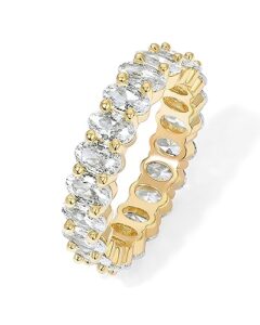 pavoi 14k gold plated rings oval cubic zirconia love ring | eternity ring | 5mm stackable rings for women | gold rings for women (yellow gold plated, 10)