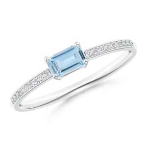 Carillon Engagement Ring! 925 Sterling Silver 0.75 Ctw Aquamarine Gemstone White Accents Women Ring Jewelry (Sterling Silver, 6.5)