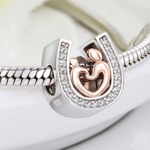 925 Sterling Silver Charm Bead fits Pandora Bracelets & Necklaces & More DIY (Lucky Mom Baby Mothers Day)