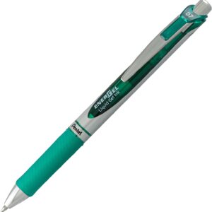 Pentel EnerGel 0.7 mm Liquid Gel Ink Pens - Pack of 5 Green Deluxe RTX Energel Pens with 3 Refills