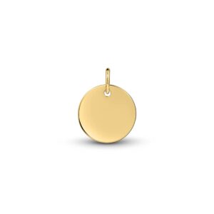 Amberta Women 925 Sterling Silver Minimalist Coin Pendant: 18Ct Gold Plated Polished Flat Pendant