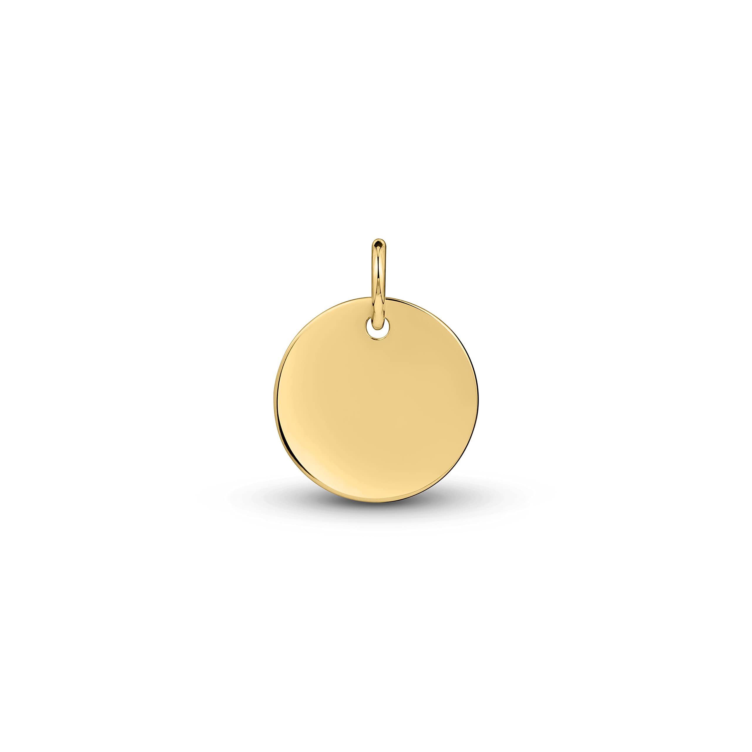 Amberta Women 925 Sterling Silver Minimalist Coin Pendant: 18Ct Gold Plated Polished Flat Pendant