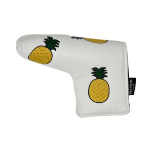 And Etcetera Breakers Golf Blade Putter Cover Headcover Pineapple Durable Synthetic Leather Magnetic Closure for Scotty Cameron Odyssey Taylormade Ping Callaway, White