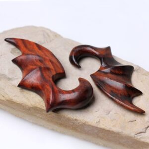 Pierced Owl Sono Wood Bat Wing Hanging Taper Plugs, Sold as a Pair (6mm (2GA))