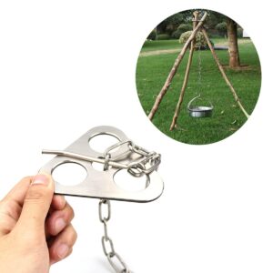 CA Mode Camping Tripod Board Accessories Set Stainless Steel Campire Support Plate - Turn Branches into Campfire Tripod with Adjustable Chain for Hanging Cookware - Perfect Outdoor Cooking