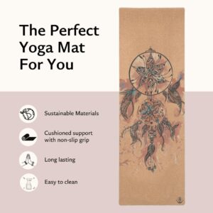 Shakti Warrior Akasa cork yoga mat - Artist Designed, Premium eco friendly mats, Non Slip, Non toxic, Great For Regular & Hot Yoga, Pilates and Workouts (72 inch x 24 inch x 3mm thick)