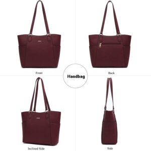 Tote Handbags for Women Purse and Wallet Set Large Shoulder Bags Crossbody Purses Satchel WineRed