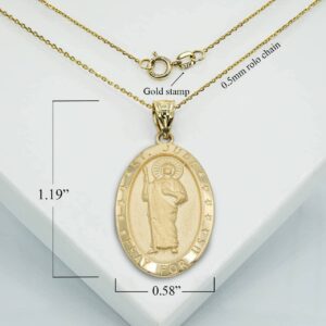 High Polish 10K Yellow Gold St. Saint Jude Pray For Us Oval Medal Pendant