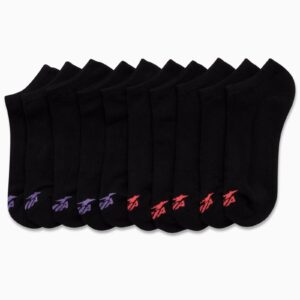 Avia Women's Athletic Socks - Lightweight Low Cut Running Socks (10 Pack), Size 9-12, All Black