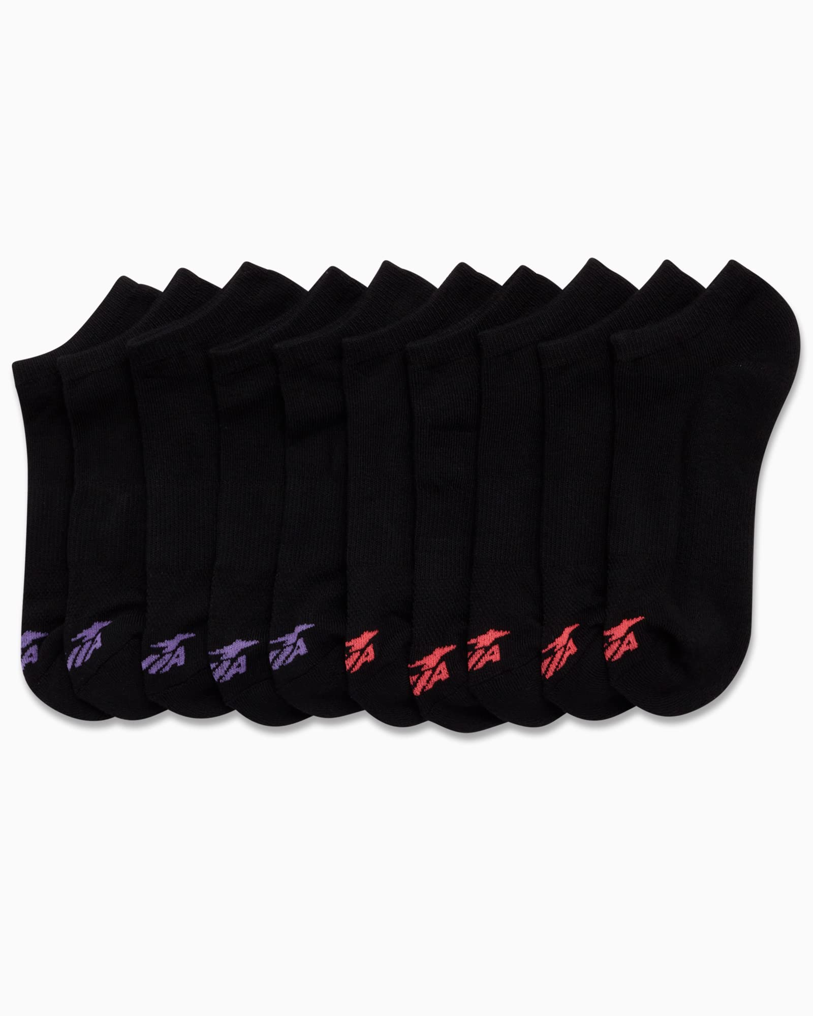 Avia Women's Athletic Socks - Lightweight Low Cut Running Socks (10 Pack), Size 9-12, All Black