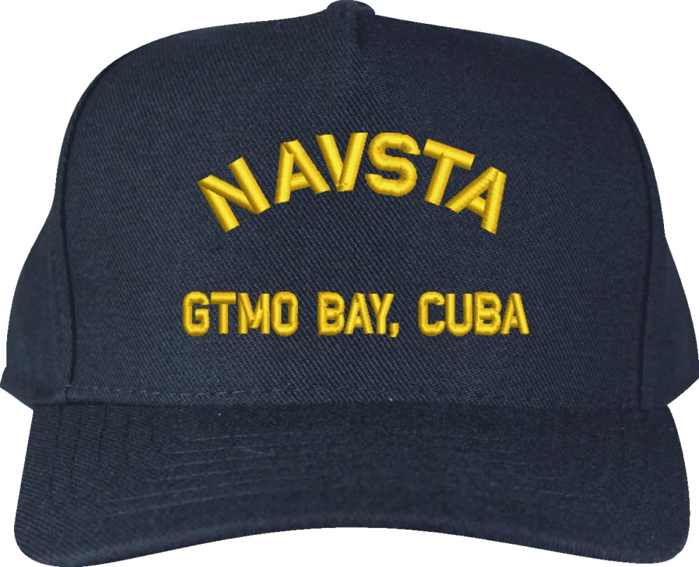 NAVSTA GTMO Bay, Cuba Text Only Custom Embroidered Cap Navy