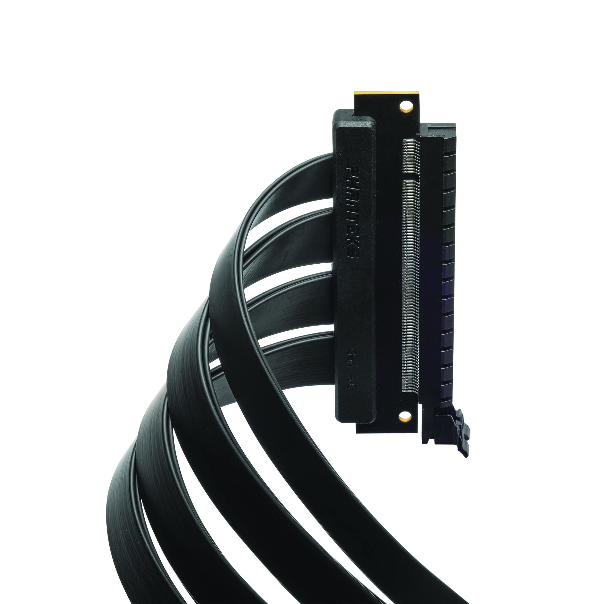 Phanteks (PH-CBRS4.0_FL22) 220mm Flat Line PCI-E gen4.0 x16 Riser Cable, 90 Degree Adapter, Black