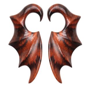 pierced owl sono wood bat wing hanging taper plugs, sold as a pair (6mm (2ga))