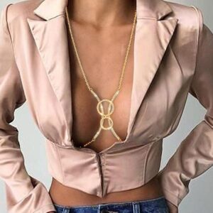 bodiy crystal body chain bra gold rhinestones chest chains bikini rave party jewelry circle sparkly accessories for women and girls