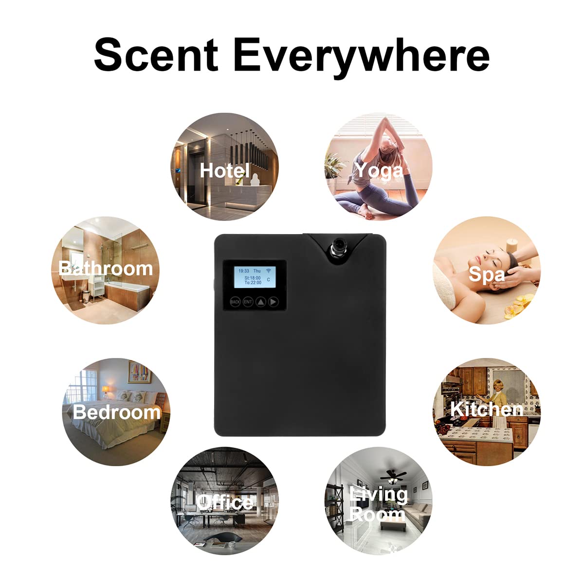 Zinyeme Smart Scent Air Machine with Professional Cold-Air Diffusion Technology for Home, Waterless Essential Oil Diffuser 300ml, HVAC Oils Large Room, Business, Office, Spa Room (Black)