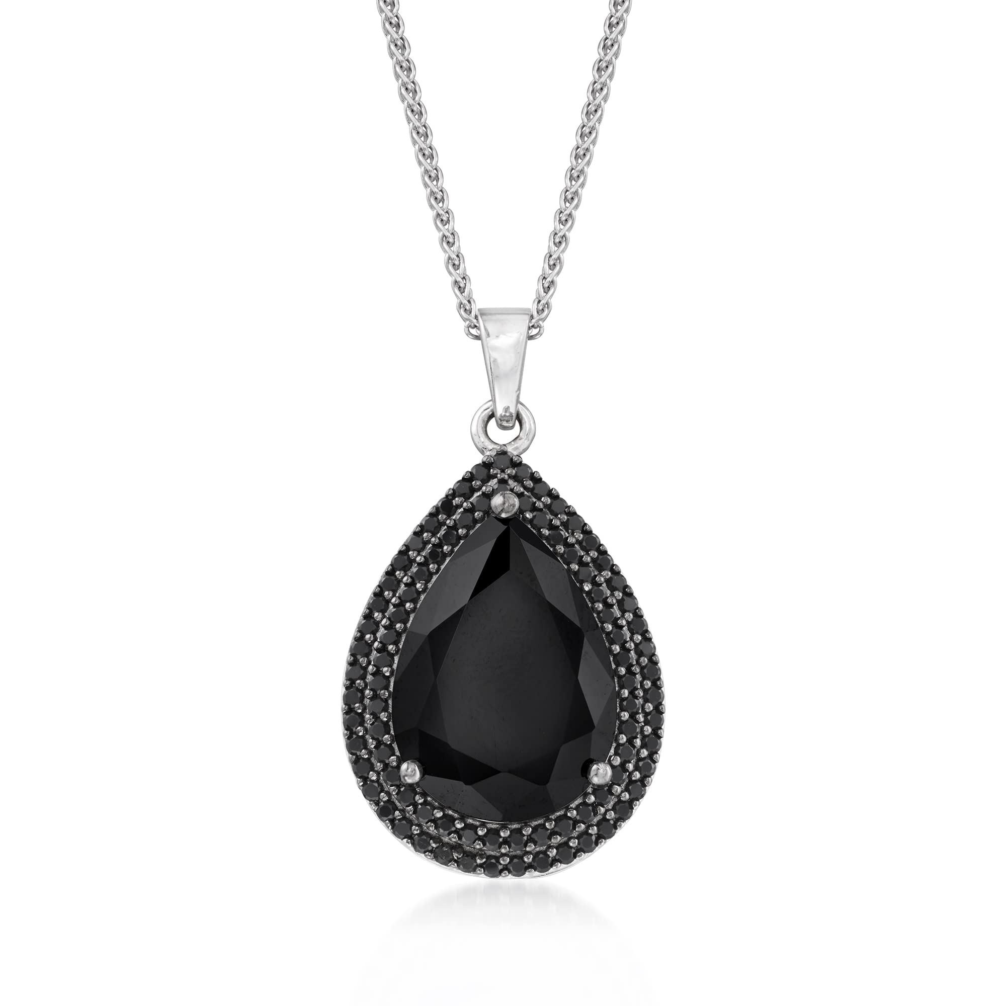 Ross-Simons 5.20 ct. t.w. Black Spinel Pendant Necklace in Sterling Silver