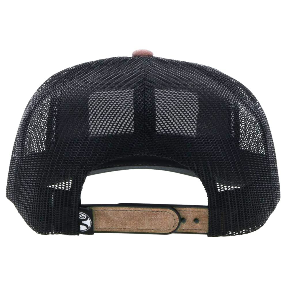 HOOEY Rank Stock Adjustable Snapback Mesh Back Trucker Hat (Rust/Black)