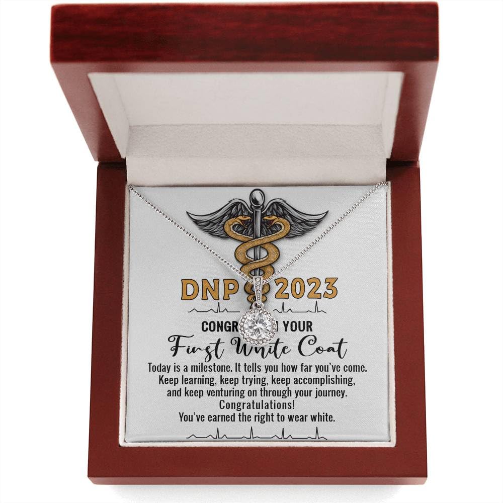 First White Coat Ceremony DNP Doctor of Nursing Practice Medical Student 2023 Eternal Hope Necklace Gifts Mahogany Style Luxury Box