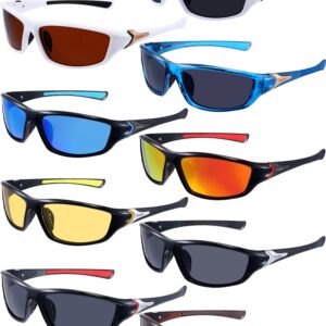 9 Pairs Polarized Sports Sunglasses Driving Shades Running Sunglasses for Men Polarized Tactical Sunglasses(Classic Colors)