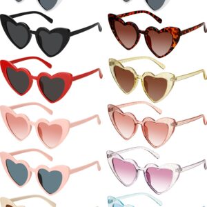 Flutesan 12 Pack Bachelorette Sunglasses Bride Bridesmaid Sunglasses Heart Shaped Sunglasses Women Eyeglasses for Party (Mixed Colors)