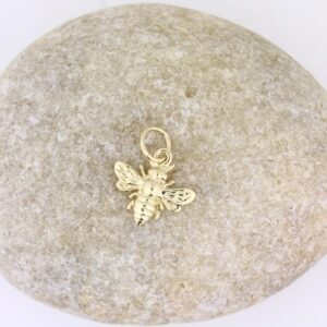 GNGJewel Solid 14k Gold 3D Tiny Bee Necklace Bumble Bee Queen Bee Bumblebee Charm Pendant Necklace (Pendant Only, Yellow Gold)