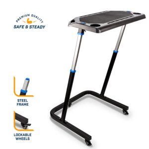 Portable Multi-Tasking Bike Trainer Fitness Desk – with 4-Tier Riser Block for Front Wheel with Anti-Skid Design