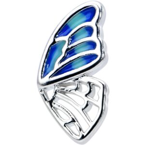 Body Candy Womens 16G Stainless Steel Blue Wing Butterfly Labret Monroe Lip Ring Tragus Cartilage Stud 5/16"