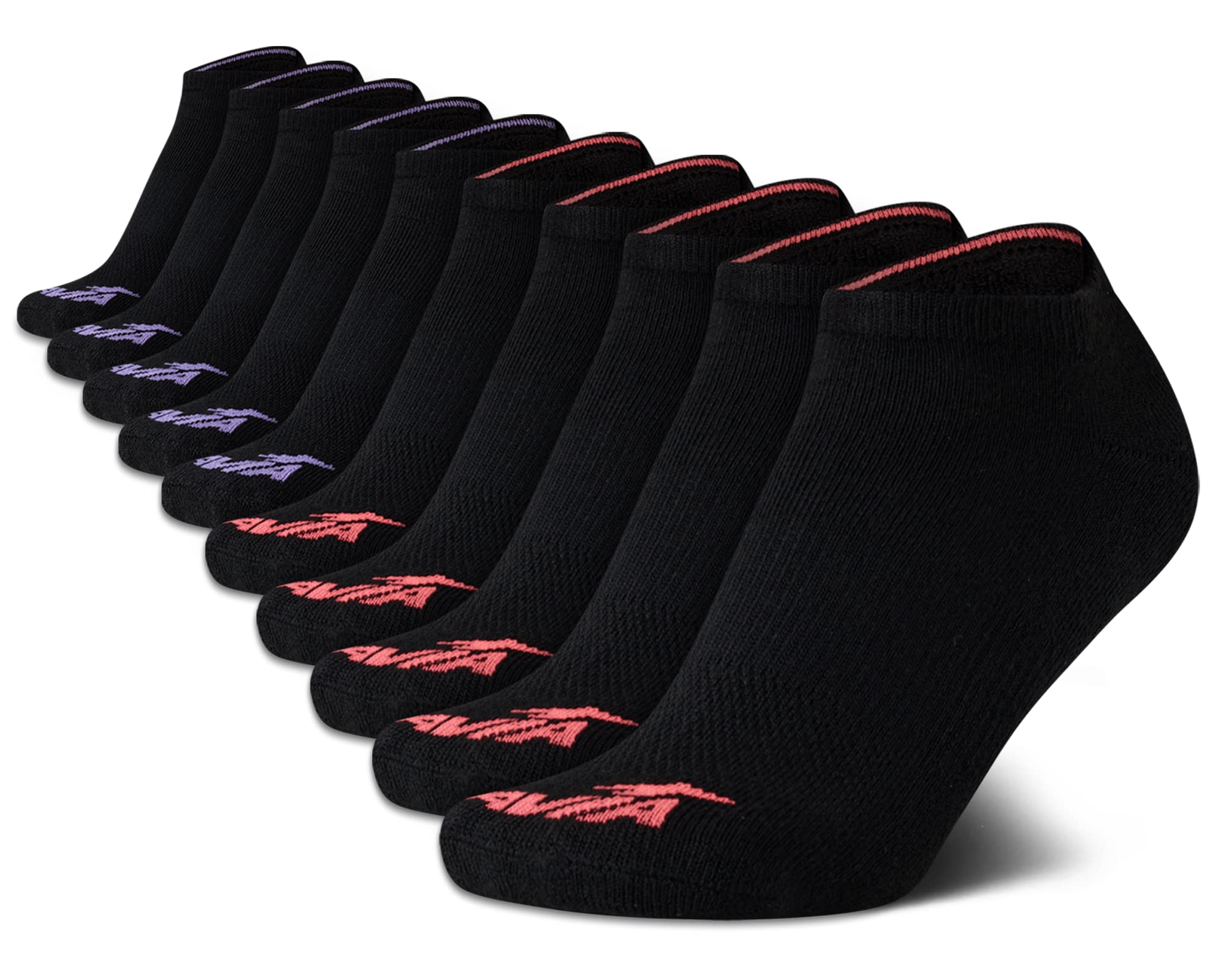 Avia Women's Athletic Socks - Lightweight Low Cut Running Socks (10 Pack), Size 9-12, All Black