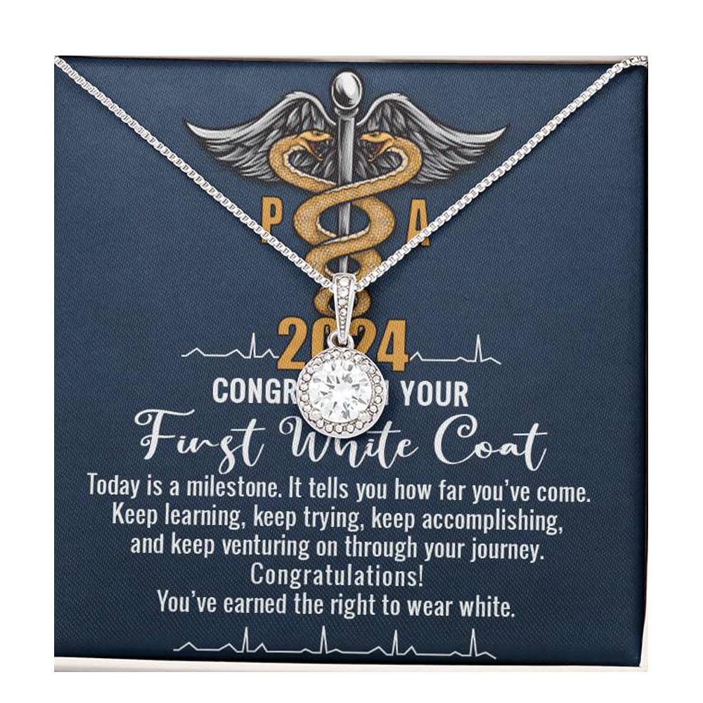 First White Coat Ceremony Physician Assistant Medical School Student PA 2023 Eternal Hope Necklace Gifts (PA 2023 blue)