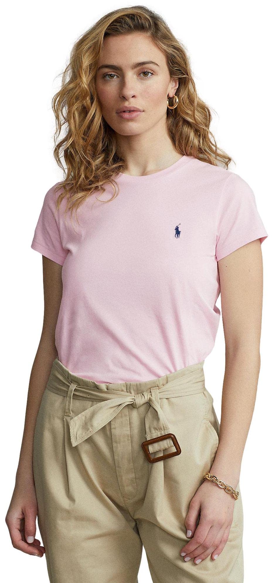 Polo Ralph Lauren Womens Crew Neck Jersey T-Shirt (X-Large, LitePink)