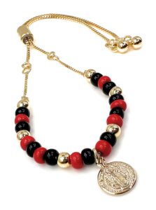 leslie boules gold saint benedict medal bracelet for women protection jewelry