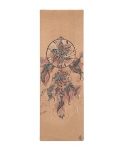 shakti warrior akasa cork yoga mat - artist designed, premium eco friendly mats, non slip, non toxic, great for regular & hot yoga, pilates and workouts (72 inch x 24 inch x 3mm thick)