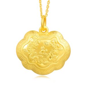 chow sang sang 999.9 24k gold price-by-weight approx. 6.4g gold ruyi pendant for women 84741p [not include the necklace]