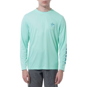 guy harvey men's long sleeve performance sun protection shirt upf 50+, beach glass, 3x-large