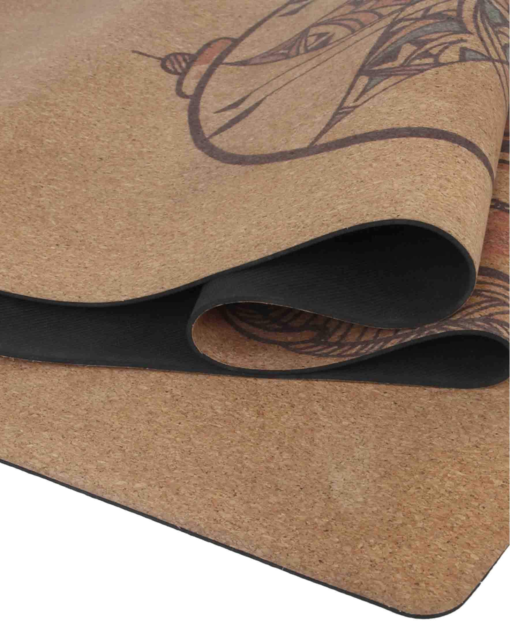 Shakti Warrior Akasa cork yoga mat - Artist Designed, Premium eco friendly mats, Non Slip, Non toxic, Great For Regular & Hot Yoga, Pilates and Workouts (72 inch x 24 inch x 3mm thick)