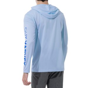 Guy Harvey Men's Long Sleeve Performance Sun Protection Hoodie UPF 50+, Powder Blue, Medium